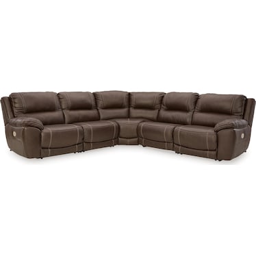 DUNLEITH 5-PC LEATHER POWER RECLINING SECTIONAL