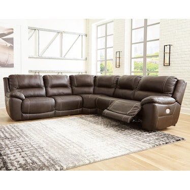 DUNLEITH 5-PC LEATHER POWER RECLINING SECTIONAL