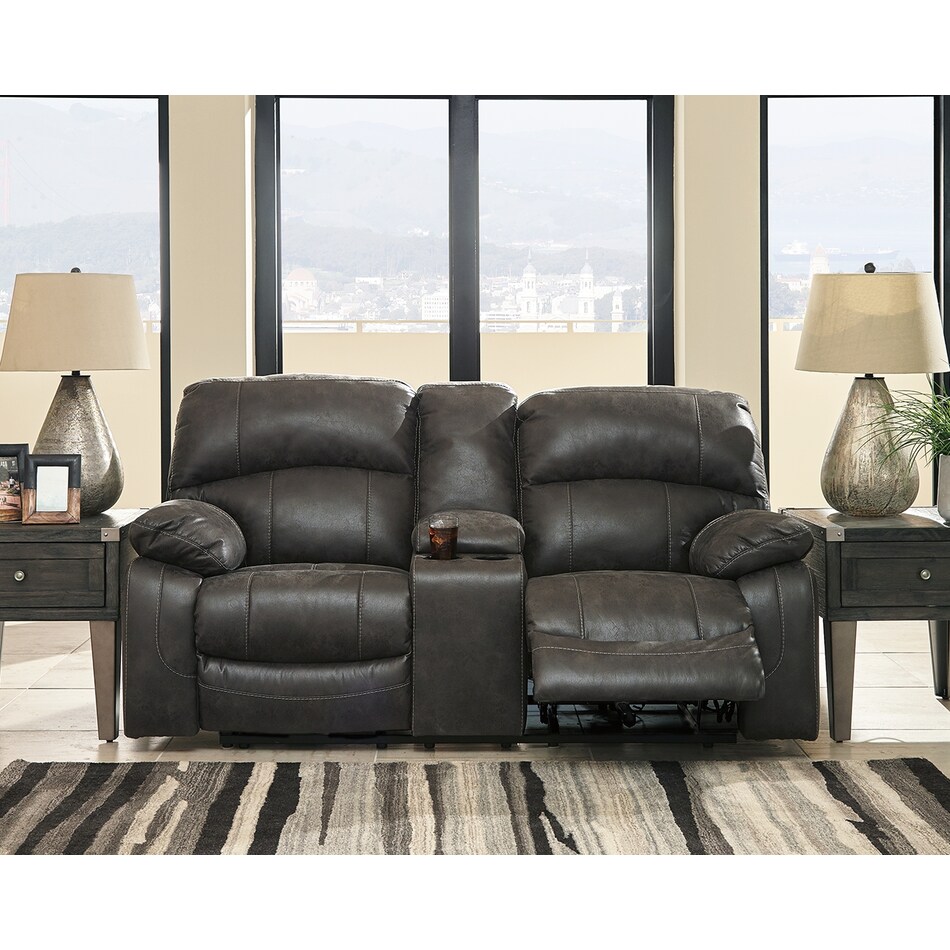 dunwell grey power reclining loveseat   