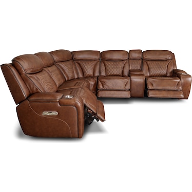 DURANTE 6PC LEATHER RECLINING SECTIONAL WITH HEAT AND MASSAGE