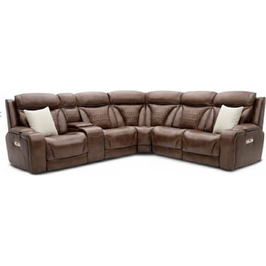 DURANTE 6PC LEATHER RECLINING SECTIONAL WITH HEAT AND MASSAGE