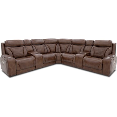 DURANTE 7PC LEATHER RECLINING SECTIONAL WITH HEAT AND MASSAGE