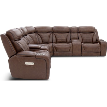 DURANTE 7PC LEATHER RECLINING SECTIONAL WITH HEAT AND MASSAGE