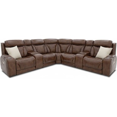 DURANTE 7PC LEATHER RECLINING SECTIONAL WITH HEAT AND MASSAGE