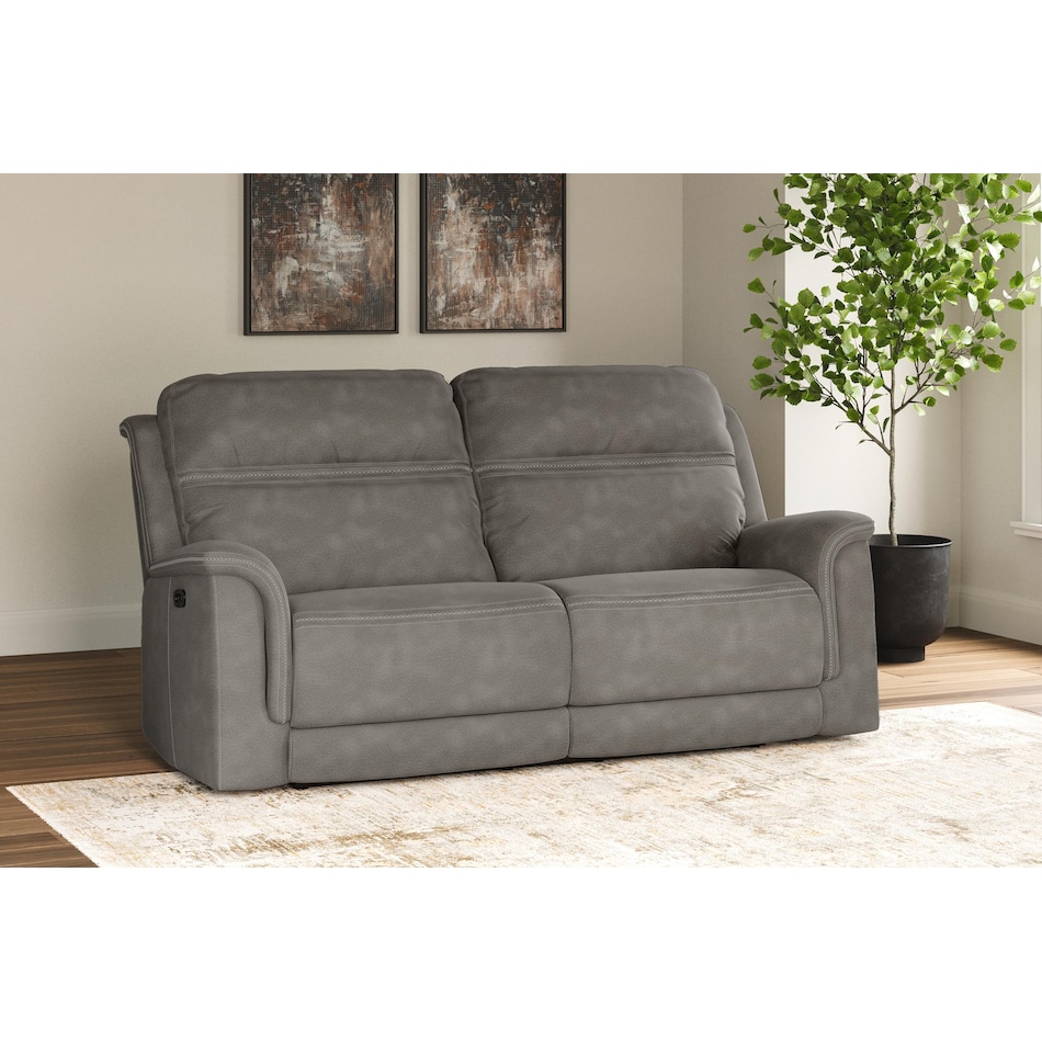 durapella grey power reclining sofa   