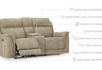 durapella sand power reclining loveseat   