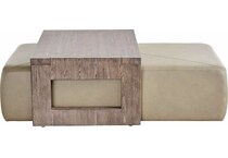 dwell aline beige leather boulder cocktail ottoman   