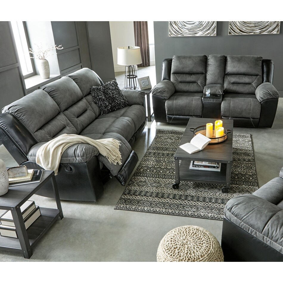 earhart slate reclining sofa   