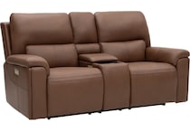 echo apollo nut power leather reclining console loveseat   
