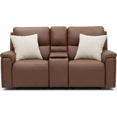 ECHO LEATHER POWER RECLINING CONSOLE LOVESEAT BY MOTOMOTION