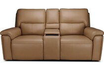 echo sand power leather reclining console loveseat   