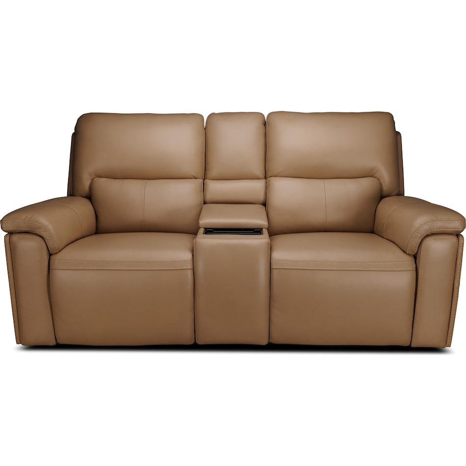 echo sand power leather reclining console loveseat   
