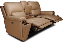 echo sand power leather reclining console loveseat   