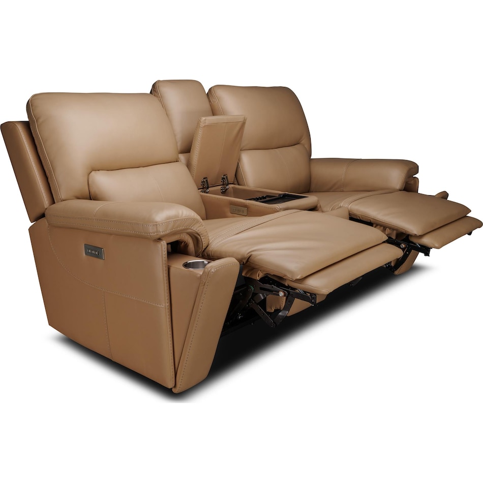 echo sand power leather reclining console loveseat   