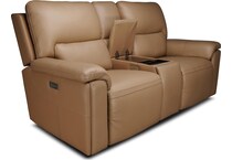 echo sand power leather reclining console loveseat   