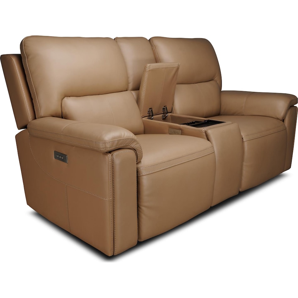 echo sand power leather reclining console loveseat   