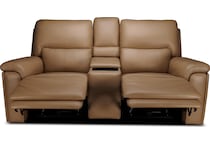 echo sand power leather reclining console loveseat   