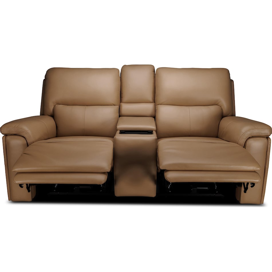 echo sand power leather reclining console loveseat   