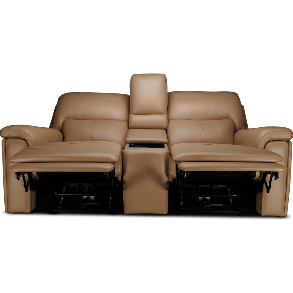 echo sand power leather reclining console loveseat   