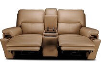 echo sand power leather reclining console loveseat   