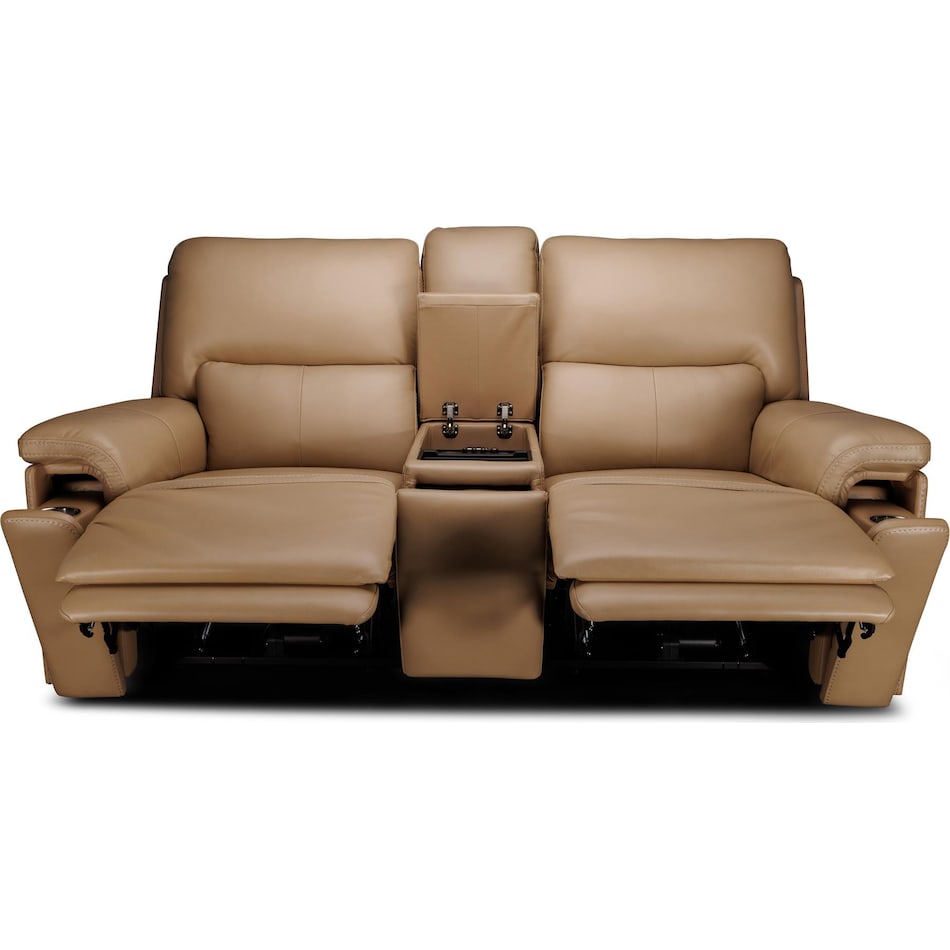 echo sand power leather reclining console loveseat   