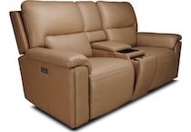 echo sand power leather reclining console loveseat   