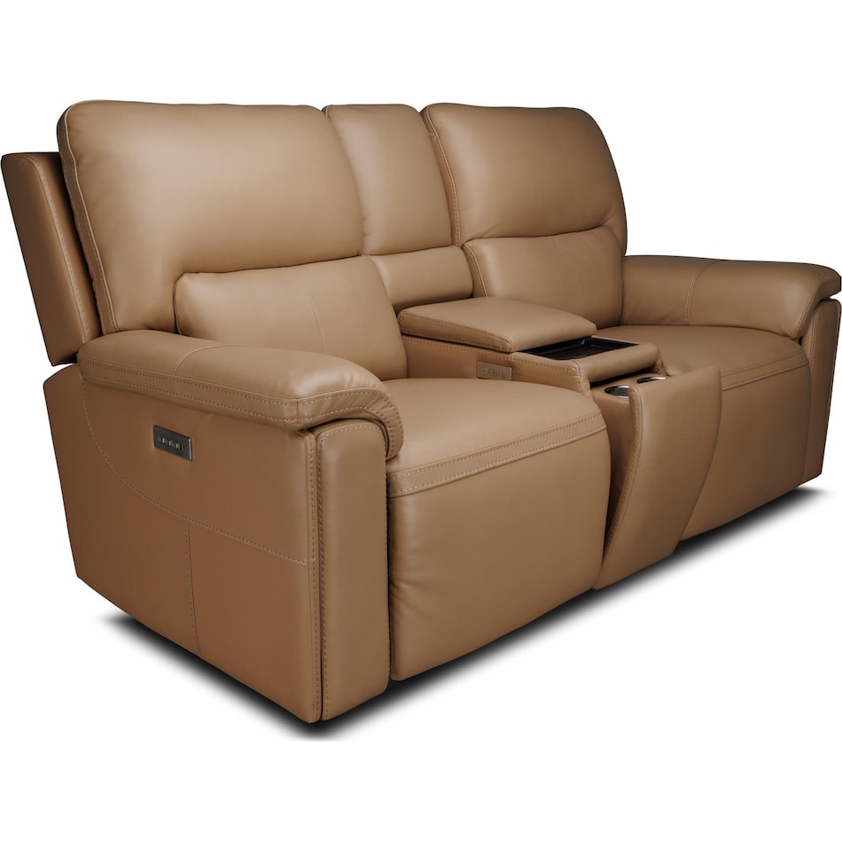 echo sand power leather reclining console loveseat   