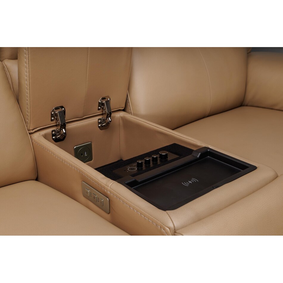 echo sand power leather reclining console loveseat   