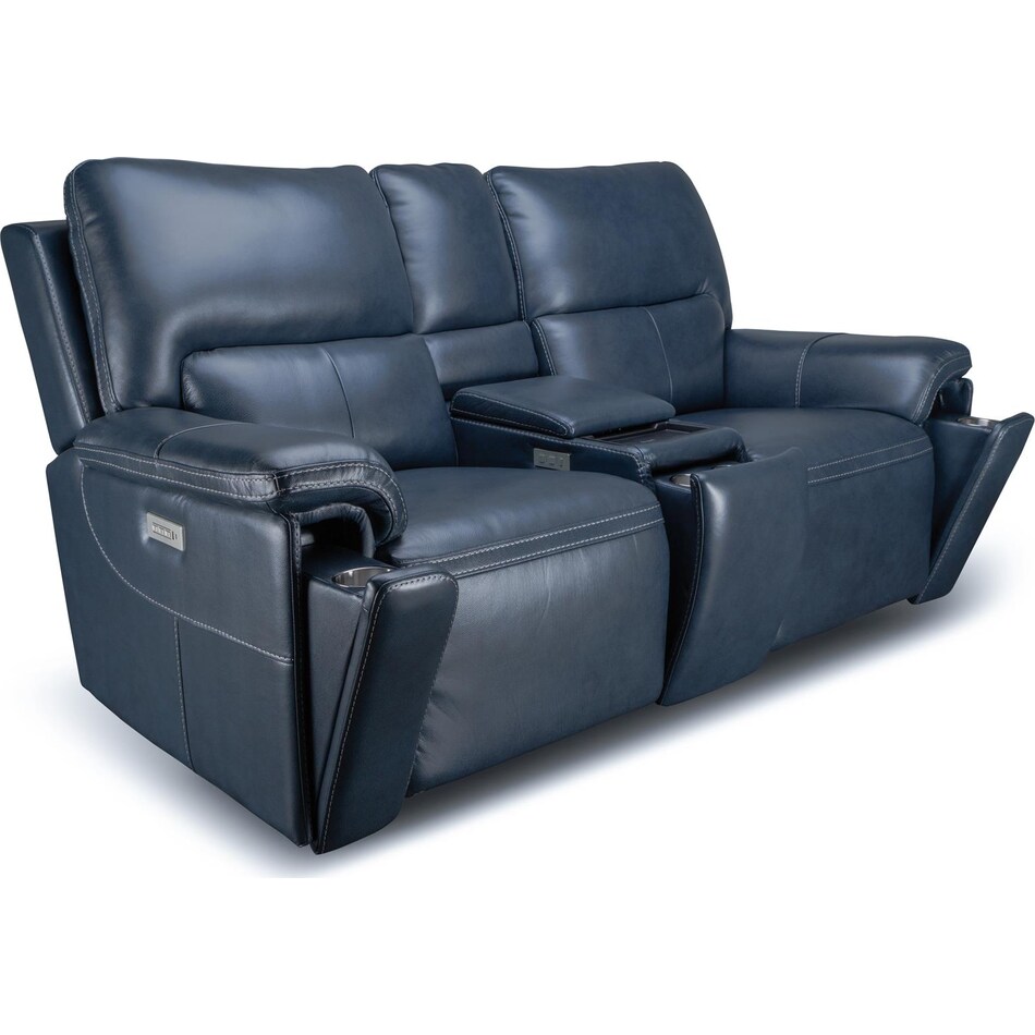 echo sorrento ocean power leather reclining console loveseat   