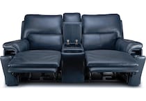 echo sorrento ocean power leather reclining console loveseat   