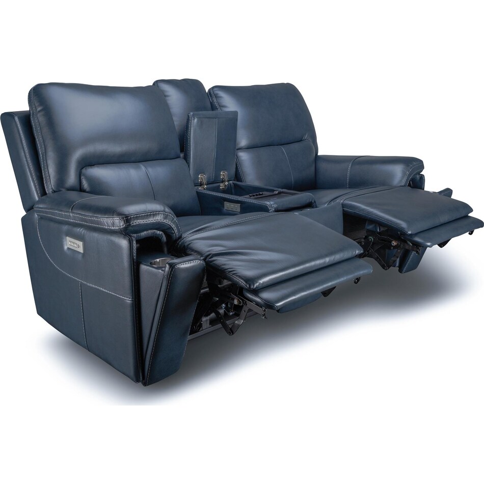 echo sorrento ocean power leather reclining console loveseat   