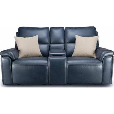 ECHO LEATHER POWER RECLINING CONSOLE LOVESEAT BY MOTOMOTION