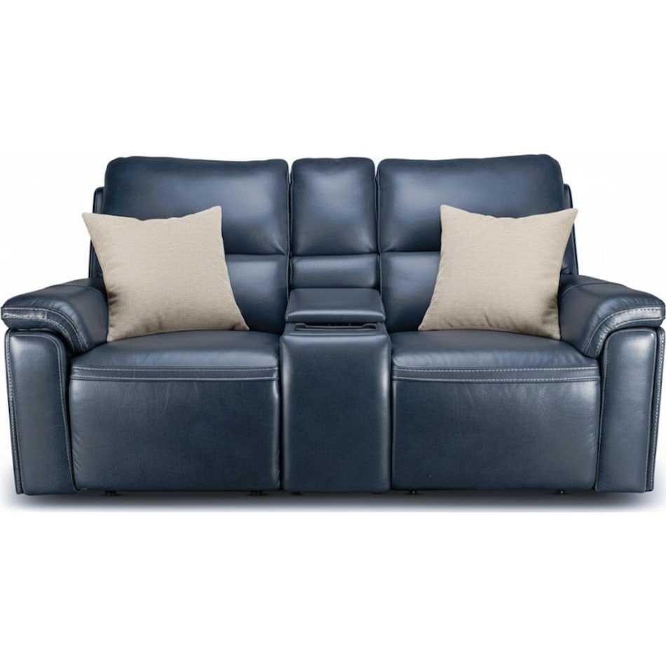 echo sorrento ocean power leather reclining console loveseat   