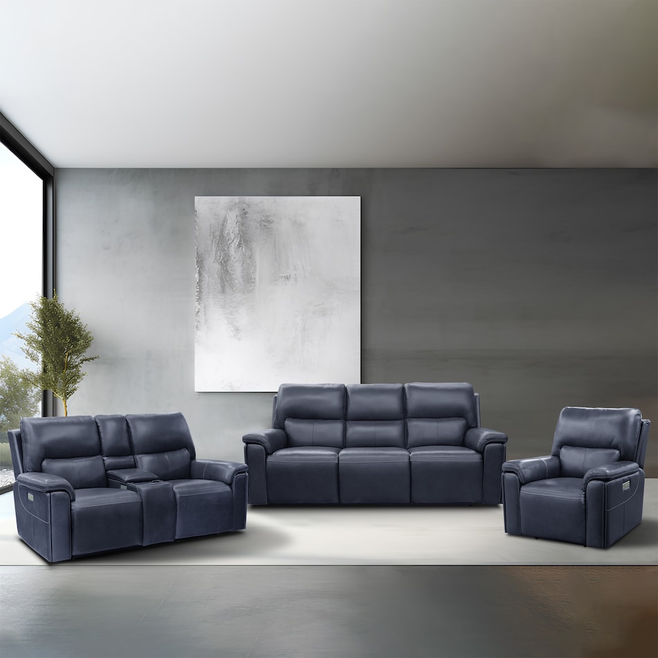 echo sorrento ocean power leather reclining sofa   