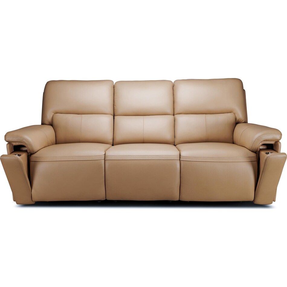 echo sorrento sand power leather reclining sofa   
