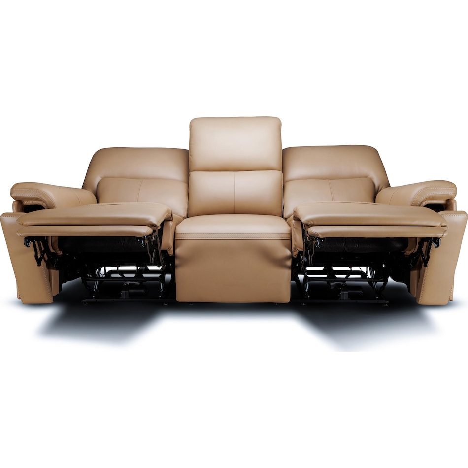 echo sorrento sand power leather reclining sofa   