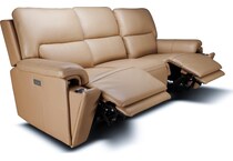 echo sorrento sand power leather reclining sofa   