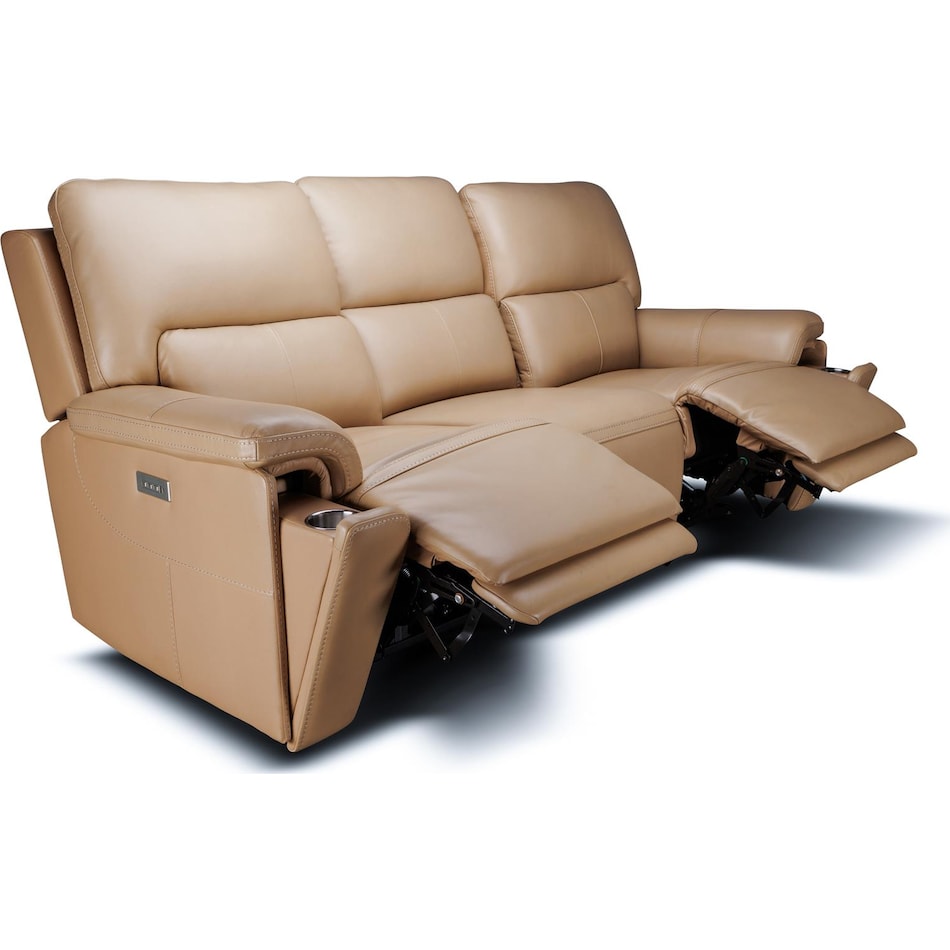 echo sorrento sand power leather reclining sofa   