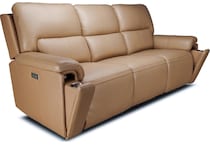 echo sorrento sand power leather reclining sofa   