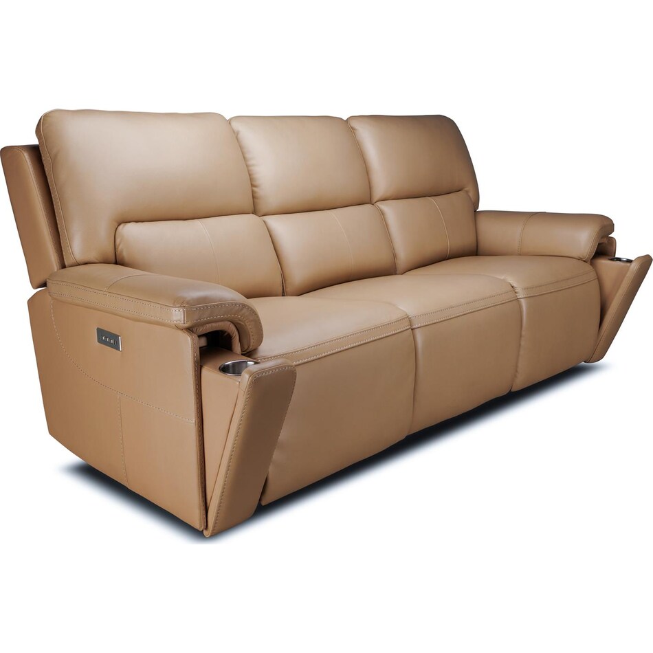 echo sorrento sand power leather reclining sofa   