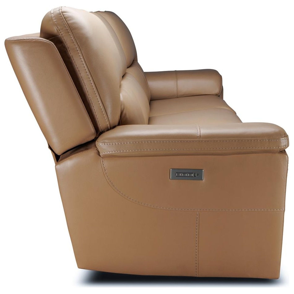 echo sorrento sand power leather reclining sofa   