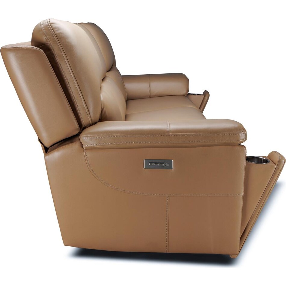 echo sorrento sand power leather reclining sofa   