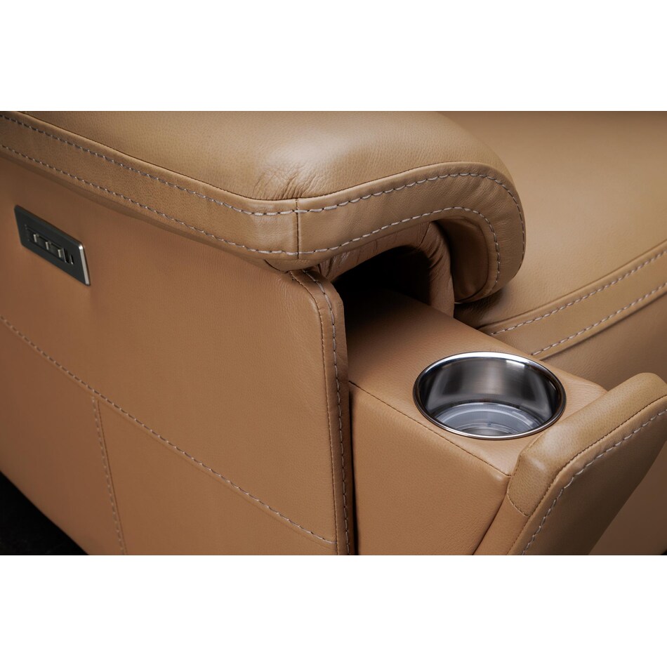 echo sorrento sand power leather reclining sofa   