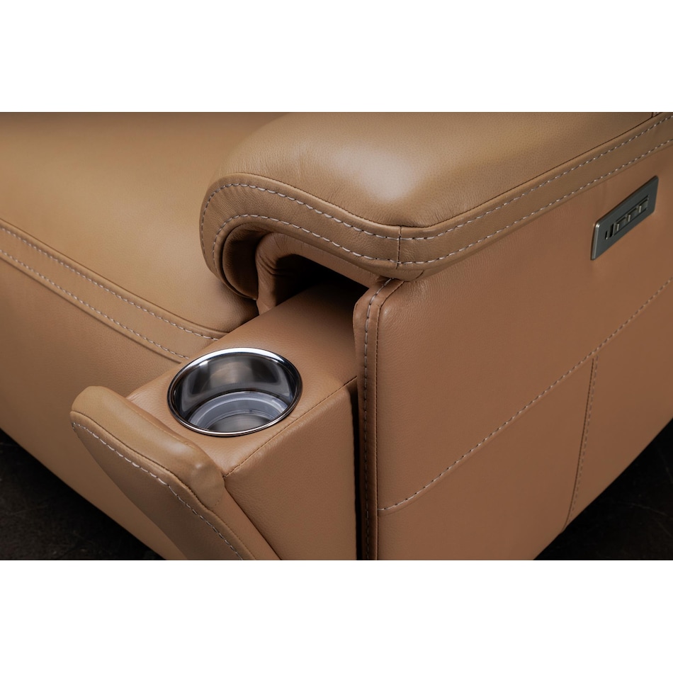 echo sorrento sand power leather reclining sofa   