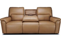 echo sorrento sand power leather reclining sofa   