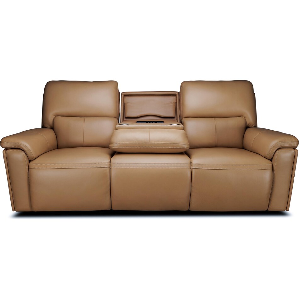 echo sorrento sand power leather reclining sofa   