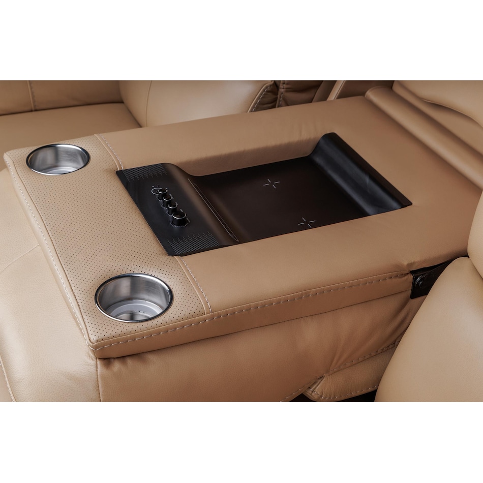 echo sorrento sand power leather reclining sofa   
