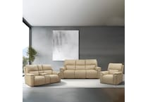 echo sorrento sand power leather reclining sofa   