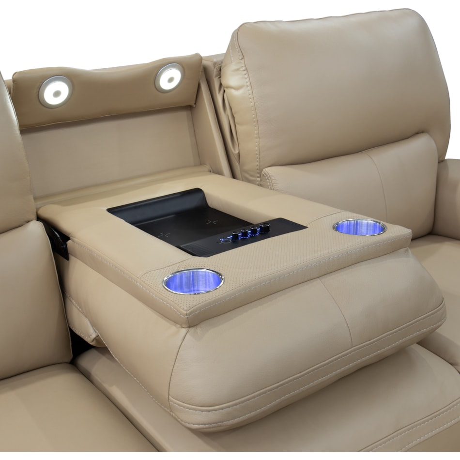 echo sorrento sand power leather reclining sofa   
