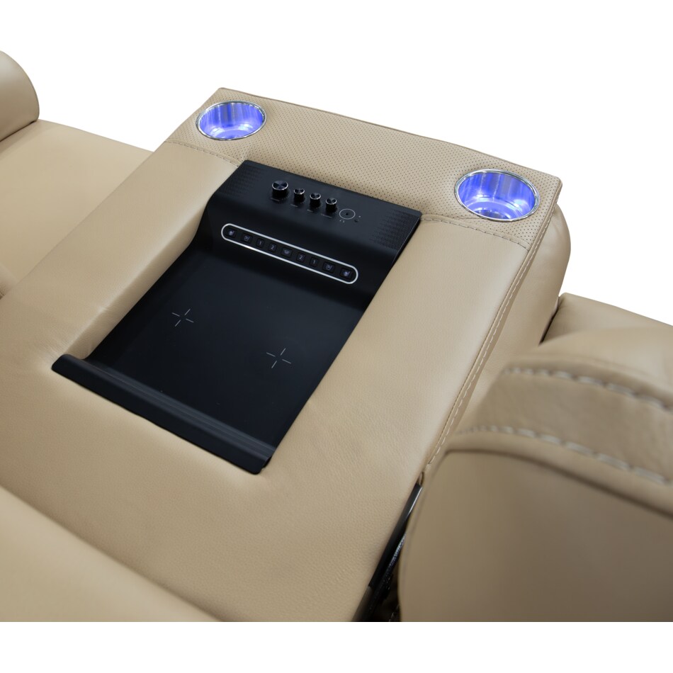 echo sorrento sand power leather reclining sofa   